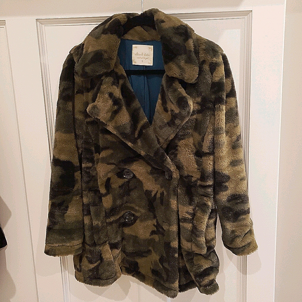 Altar'd State Fuzzy Camo Coat